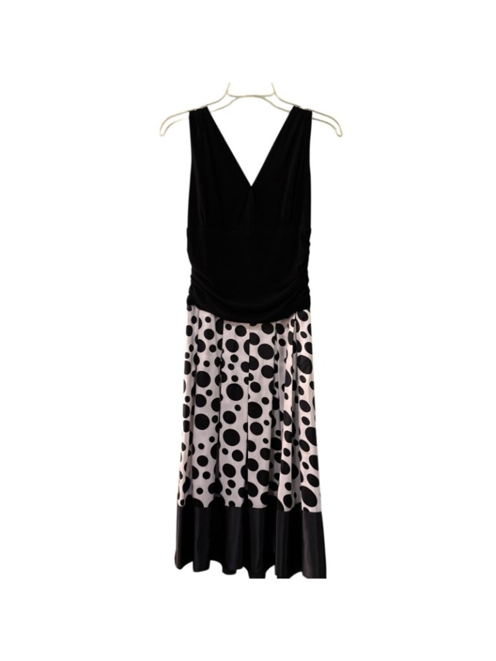 Mid Century Style Dress Women's 12 Black & White Sleeveless Fit Flare Polka Dot - Picture 4 of 16